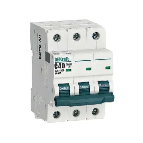 Выключатель автоматический модульный 3п C 40А 10кА ВА-105 DEKraft 13181DEK
