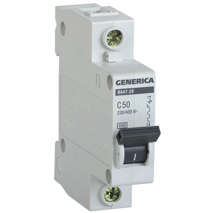 Выключатель автоматический модульный 1п С ВА47-29 50А 4.5кА GENERICA ИЭК MVA25-1-050-C