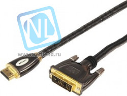 17-6604, Шнур Luxury HDMI - DVI-D gold, 2М, шелк, блистер