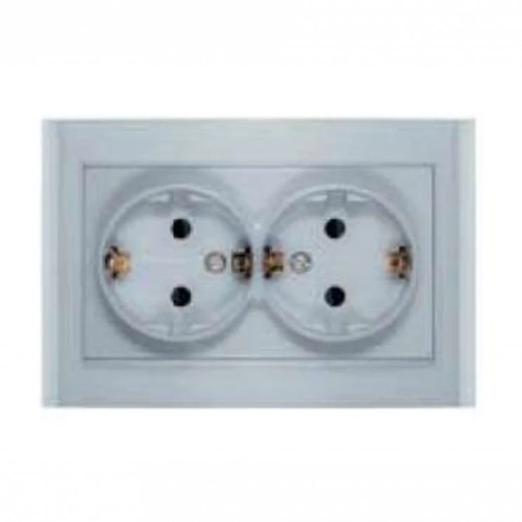 Розетка 2-м СП Бриллиант 16А IP20 с заземл. защ. шторки серебр. UNIVersal 7949797