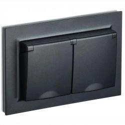 Розетка 2-м СП BRITE РСбш12-3-44-БрЧ 16А в сборе IP44 с крышкой черн. IEK BR-R26-16-44-K02-F