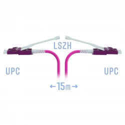 Патчкорд оптический LC/UPC-LC/UPC MM (OM4) Duplex (HD) 15 метров, 2мм