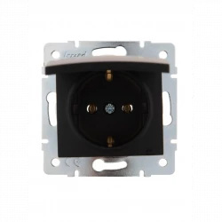 Розетка 1-м СП Karina с заземл. с крышкой термопласт механизм черн. бархат LEZARD 707-4288-123B