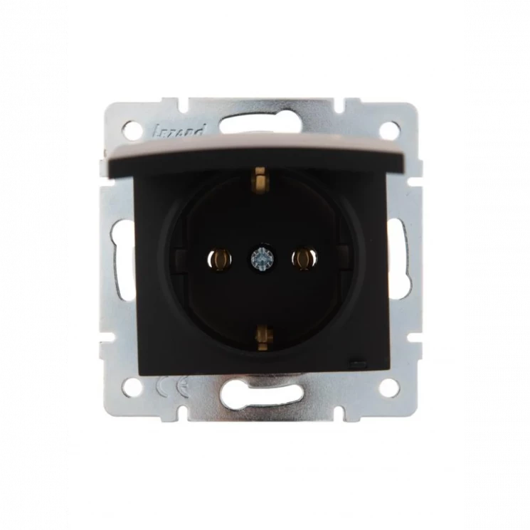 Розетка 1-м СП Karina с заземл. с крышкой термопласт механизм черн. бархат LEZARD 707-4288-123B