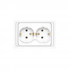 Розетка 2-м СП Валери 16А IP20 с заземл. бел. UNIVersal В0128