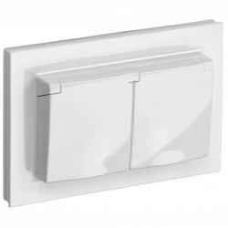 Розетка 2-м СП BRITE РСбш12-3-44-БрБ 16А в сборе IP44 с крышкой бел. IEK BR-R26-16-44-K01-F