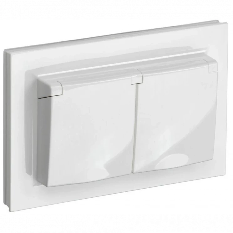 Розетка 2-м СП BRITE РСбш12-3-44-БрБ 16А в сборе IP44 с крышкой бел. IEK BR-R26-16-44-K01-F