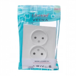 Розетка 2-м СП VESNA без заземл. ПБТ бел. LEZARD 742-0200-128B