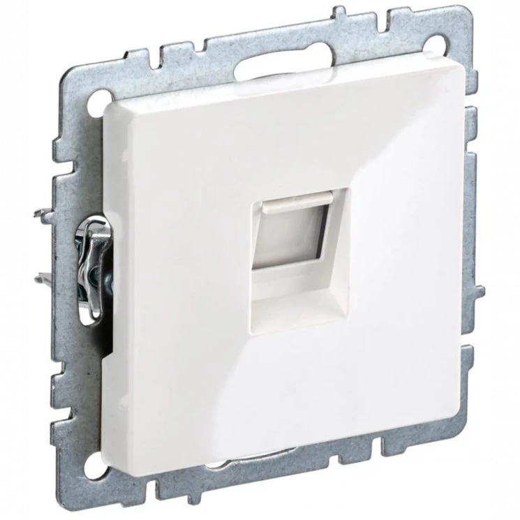 Розетка компьютерная СП RJ45 кат.5E BRITE РК10-БрБ бел. IEK BR-K10-1-K01