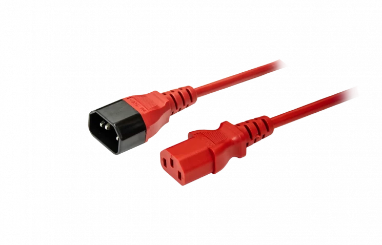 Кабель питания IEC320-C14/IEC320-C13, 220B, 10А, 1.8м, красный (для резервного питания)