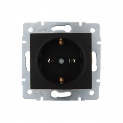 Розетка 1-м СП Karina с заземл. термопласт механизм черн. бархат LEZARD 707-4288-122B