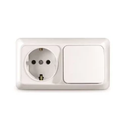 Блок ОП Олимп 1-кл. вык.+ роз. с заземл. горизонт. бел. UNIVersal О0032