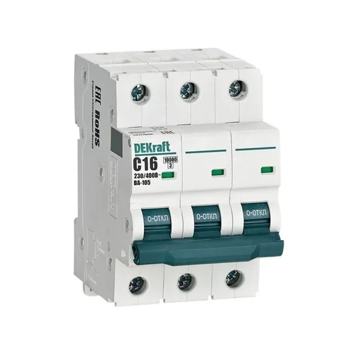 Выключатель автоматический модульный 3п C 16А 10кА ВА-105 DEKraft 13177DEK