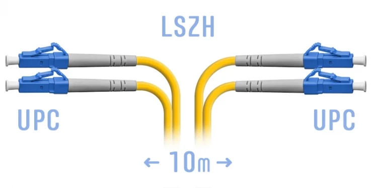 Патчкорд оптический LC/UPC SM Duplex 10 метров