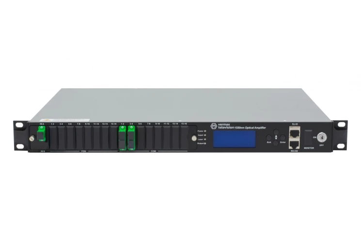 Оптический усилитель VERMAX для сетей КТВ, 1 вход, 4*19dBm выход, RT1, 1U