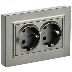 Розетка 2-м СП BRITE РСш12-3-БрШ 16А в сборе с заземл. защ. шторки шампань IEK BR-R24-16-K37-F