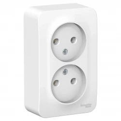 Розетка 2-м ОП Blanca 16А IP20 250В без заземл. без защ. шторок с металлич. пластиной бел. SE BLNRA0