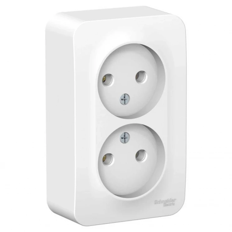 Розетка 2-м ОП Blanca 16А IP20 250В без заземл. без защ. шторок с металлич. пластиной бел. SE BLNRA0