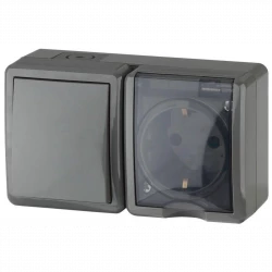 Блок ОП розетка+выключатель 11-7401-03 16АХ(10AX)-250В IP54 Эксперт сер. ЭРА Б0020734