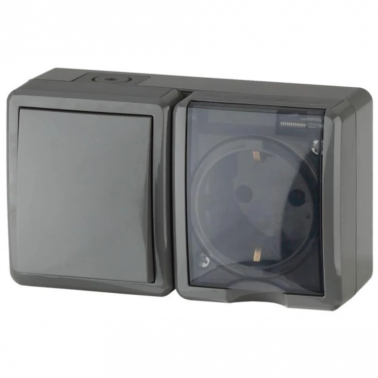 Блок ОП розетка+выключатель 11-7401-03 16АХ(10AX)-250В IP54 Эксперт сер. ЭРА Б0020734