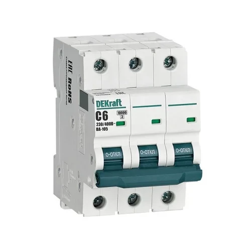 Выключатель автоматический модульный 3п C 6А 10кА ВА-105 DEKraft 13175DEK