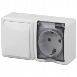 Блок ОП розетка+выключатель 11-7401-01 16АХ(10AX)-250В IP54 Эксперт бел. ЭРА Б0020733