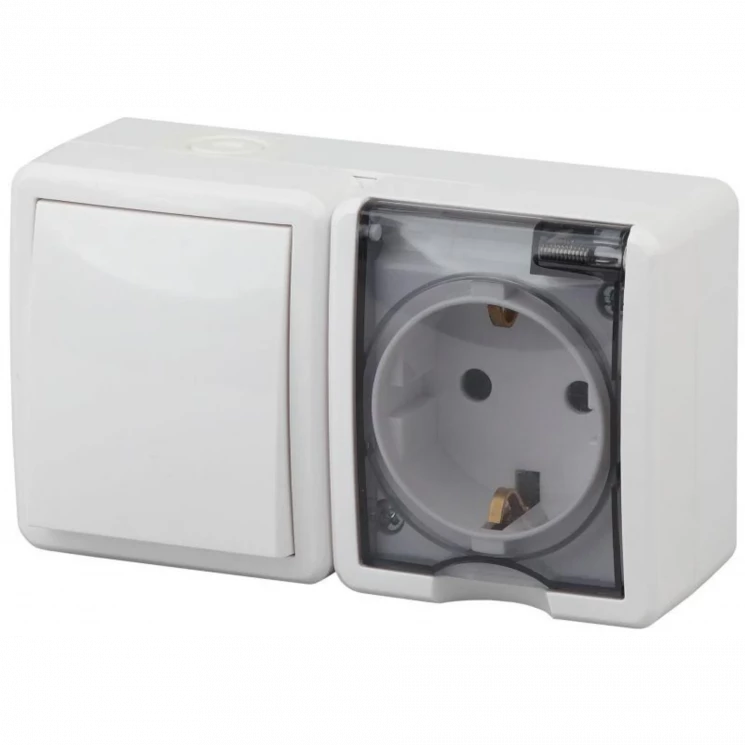 Блок ОП розетка+выключатель 11-7401-01 16АХ(10AX)-250В IP54 Эксперт бел. ЭРА Б0020733