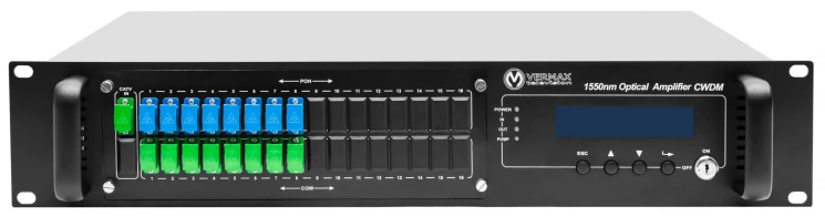 Оптический усилитель VERMAX для сетей КТВ, 16*21dBm, WDM фильтр PON