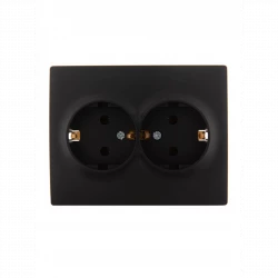 Розетка 2-м СП Karina с заземл. термопласт черн. бархат LEZARD 707-4200-127B