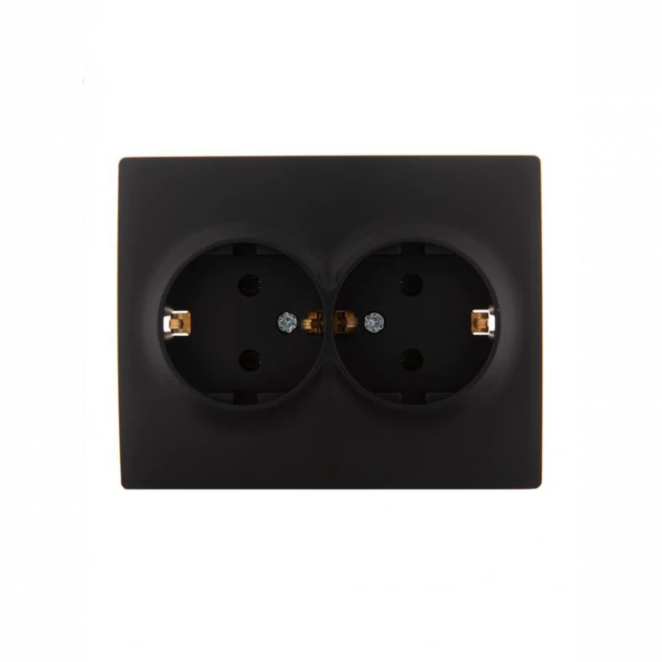 Розетка 2-м СП Karina с заземл. термопласт черн. бархат LEZARD 707-4200-127B