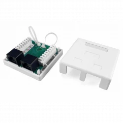 Розетка компьютерная 2-м ОП SB1-2-8P8C-C5e-WH RJ45 (8P8C) кат.5E Dual IDC Hyperline 430234