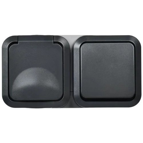 Блок ОП розетка + выключ. горизонт. TORS 16А IP55 TS142 графит IEK TS-G10-6-55-V-K53