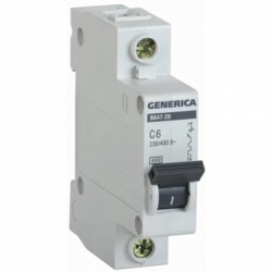 Выключатель автоматический модульный 1п С ВА47-29 6А 4.5кА GENERICA ИЭК MVA25-1-006-C