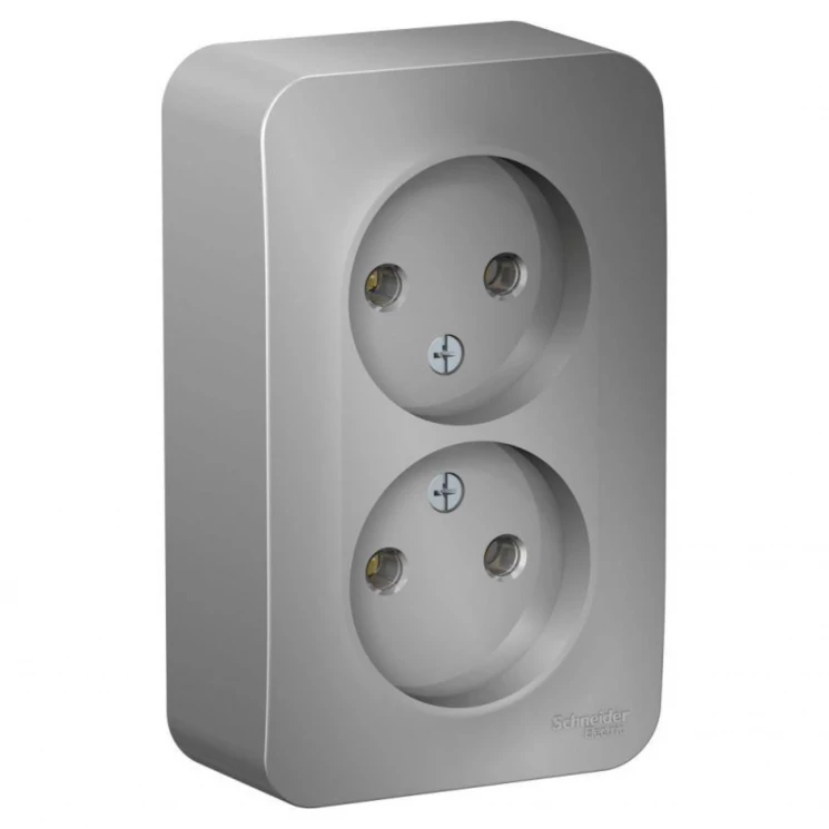 Розетка 2-м ОП Blanca 16А IP20 250В без заземл. без защ. шторок с изолир. пластиной алюм. SE BLNRA00