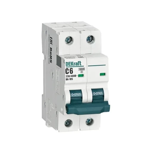 Выключатель автоматический модульный 2п C 6А 10кА ВА-105 DEKraft 13163DEK