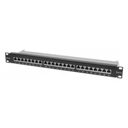 Коммутационная панель SNR, 19" экранированная, 1U, 24 порта, cat.5e, горизонтальная заделка