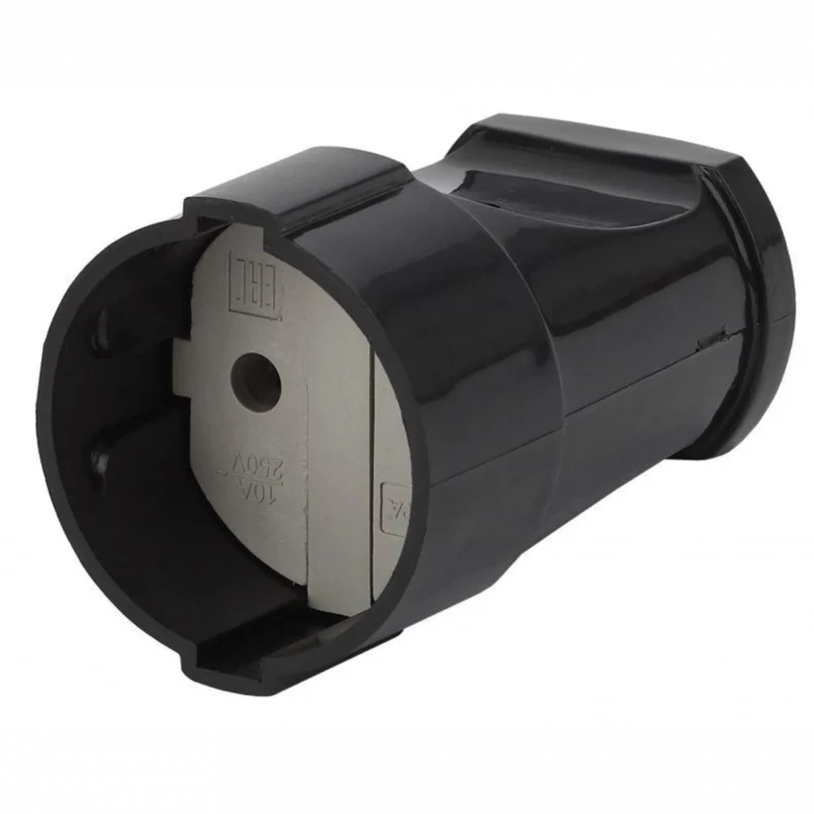 Розетка кабельная без заземл. прямая 10А черн. Rx1-B ЭРА Б0039681