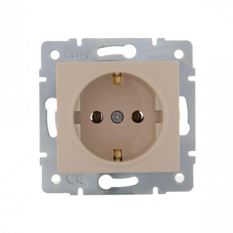 Розетка 1-м СП Karina с заземл. термопласт механизм крем. LEZARD 707-0388-122B