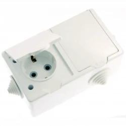 Розетка 2-м ОП РА16-759 16А IP44 с заземл. ПГ бел. Кунцево 5907