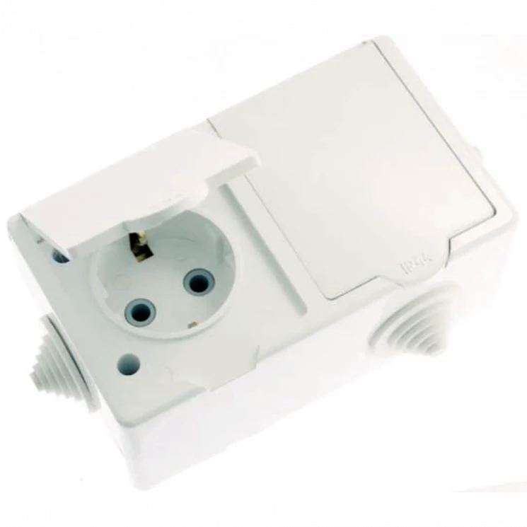 Розетка 2-м ОП РА16-759 16А IP44 с заземл. ПГ бел. Кунцево 5907