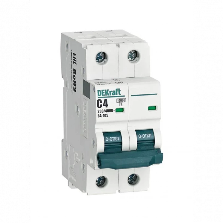 Выключатель автоматический модульный 2п C 4А 10кА ВА-105 DEKraft 13162DEK