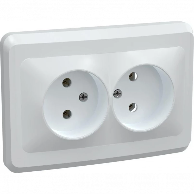 Розетка 2-м СП Вега РС12-2-ВБ без заземл. контакта без защ. штор 10А бел. IEK ERV20-K01-10-DM
