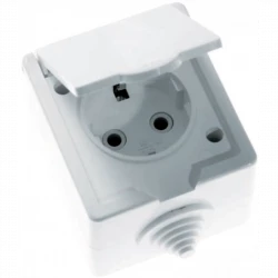 Розетка 1-м ОП РА16-660 16А IP44 с заземл. бел. Кунцево 5906