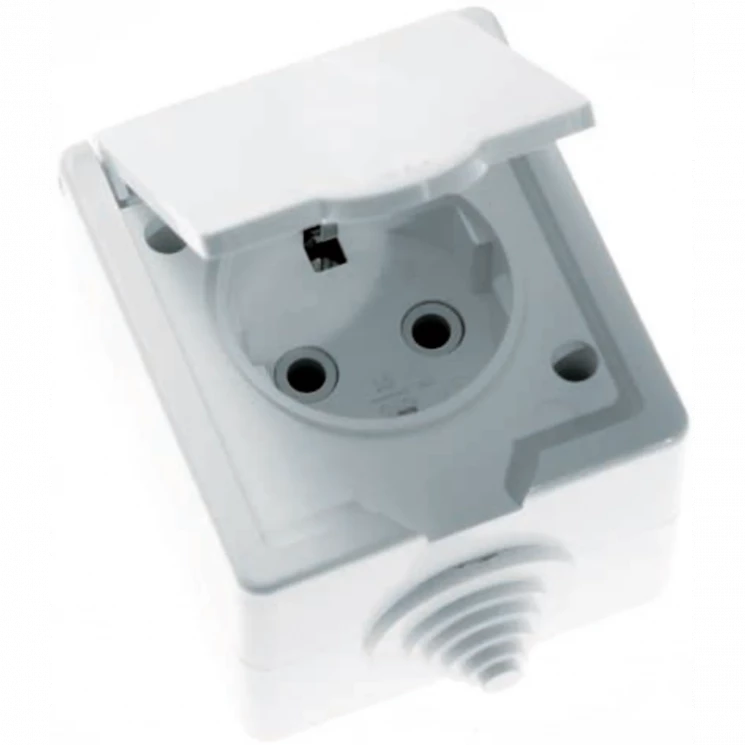 Розетка 1-м ОП РА16-660 16А IP44 с заземл. бел. Кунцево 5906