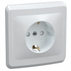 Розетка 1-м СП Вега РСш10-3-ВБ с заземл. контактом и защ. штор 16А бел. IEK ERV14-K01-16-DM