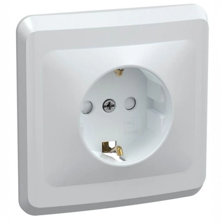 Розетка 1-м СП Вега РСш10-3-ВБ с заземл. контактом и защ. штор 16А бел. IEK ERV14-K01-16-DM