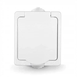 Розетка 1-м ОП Аллегро 16А с защ. крышкой защ. шторки с заземл. IP54 бел. UNIVersal 5563286