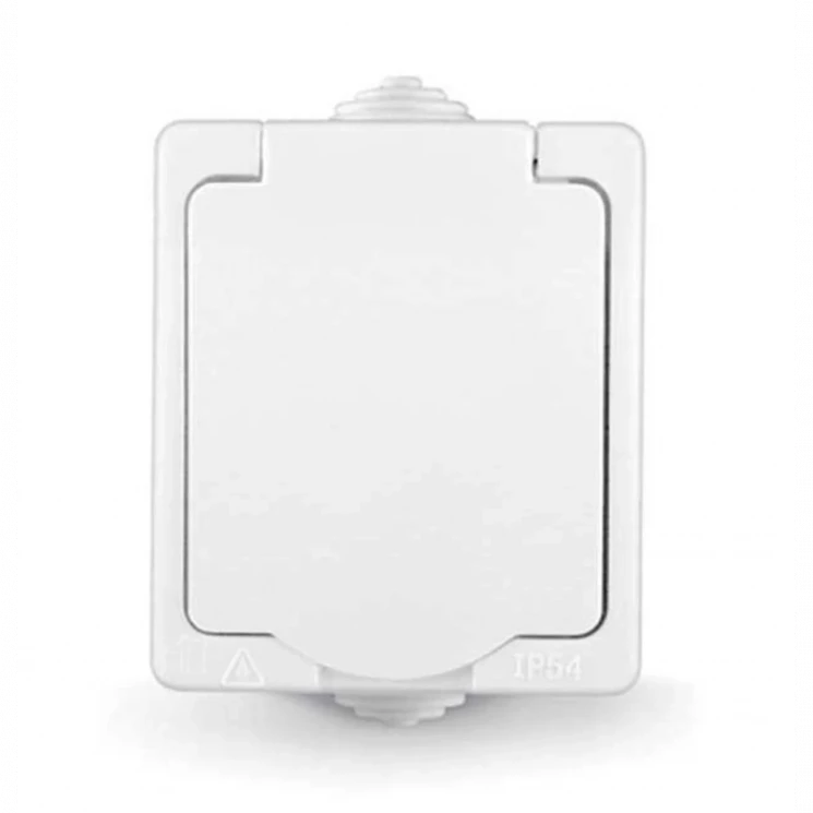 Розетка 1-м ОП Аллегро 16А с защ. крышкой защ. шторки с заземл. IP54 бел. UNIVersal 5563286