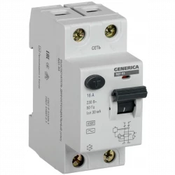 Выключатель дифференциального тока (УЗО) 2п 16А 30мА тип AC ВД1-63 GENERICA MDV15-2-016-030