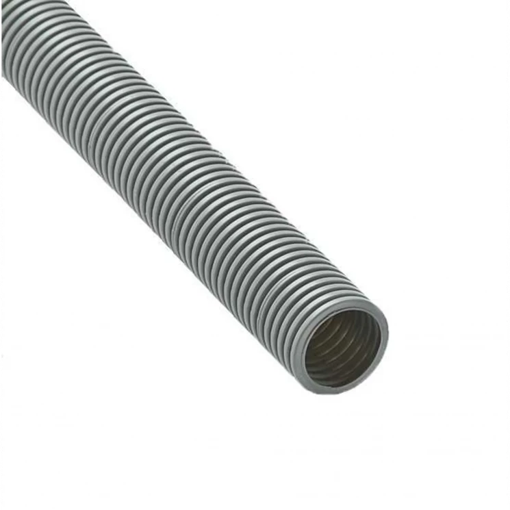 Труба гофрированная ПВХ легкая d50мм с протяжкой сер. (уп.15м) Ruvinil 15001
